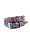 Faux Crocodile Embossed Calfskin Belt - Navy / Red Torino