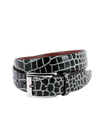 Faux Crocodile Embossed Calfskin Belt - Black / Beige Torino