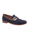 Baldwin Penny Loafer - Snuff Waxed English Suede/Navy Johnston & Murphy