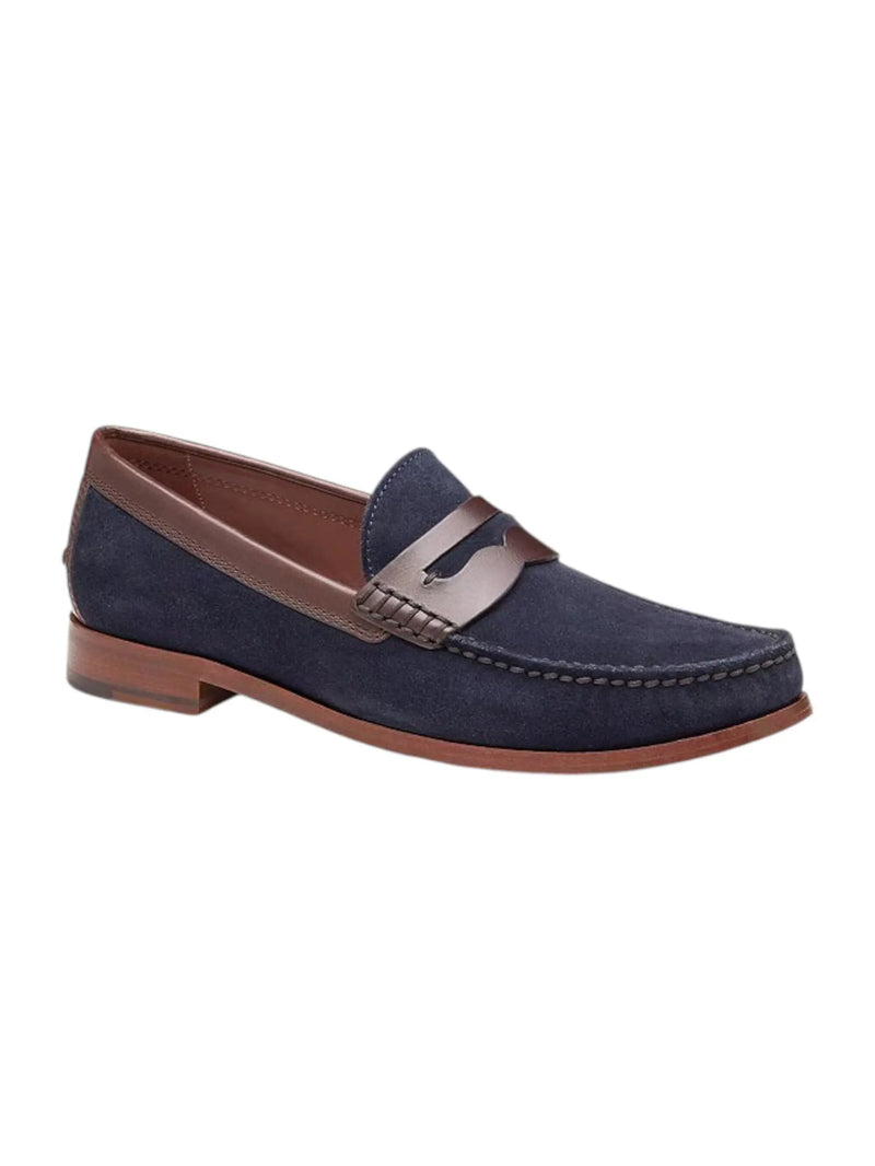 Baldwin Penny Loafer - Snuff Waxed English Suede/Navy Johnston & Murphy