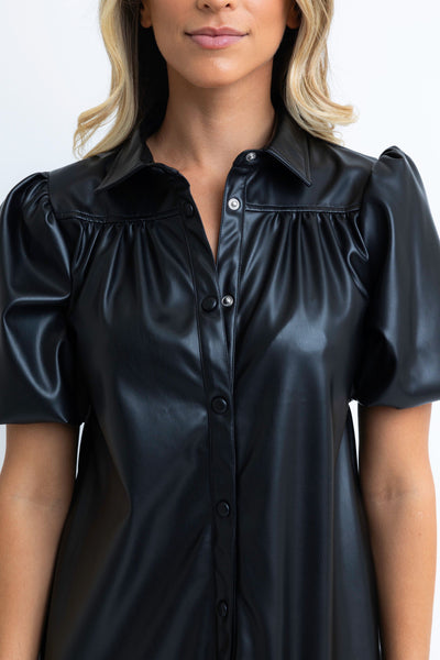 Pleather Ruffle Dress