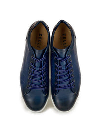 Russo Calfskin & Crocodile Sneakers Navy