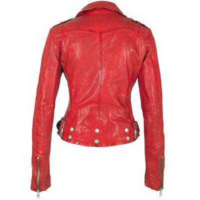 Wild Leather Jacket- Lipstick Red