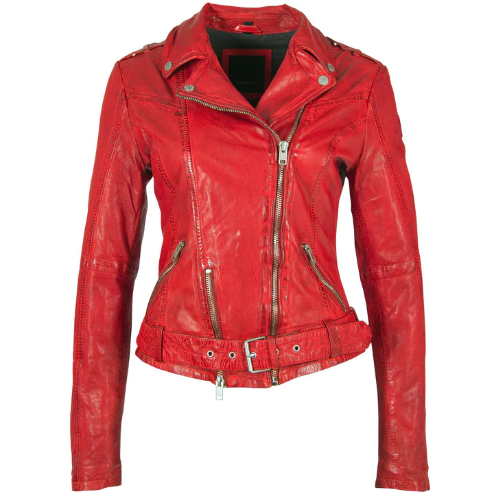Wild Leather Jacket- Lipstick Red - Lansky Bros.