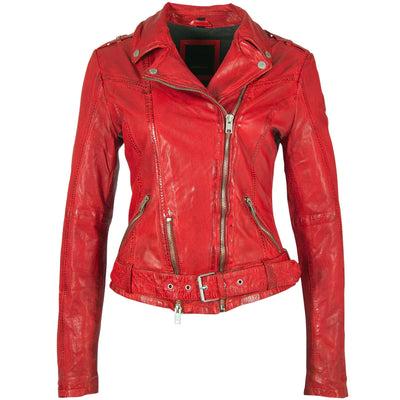 Wild Leather Jacket- Lipstick Red