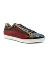 RED BREZZA Calfskin & Embossed Crocodile Sneaker