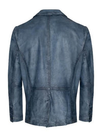 Joshua Lambskin Leather Jacket- Ice Blue