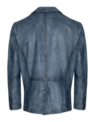 Joshua Lambskin Leather Jacket- Ice Blue