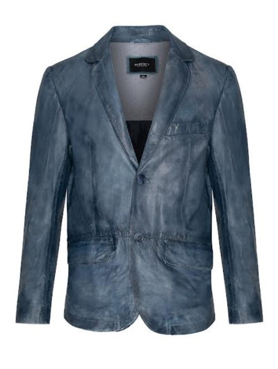 Joshua Leather Jacket- Ice Blue