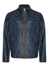 Nash Leather Jacket- Navy
