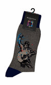 Elvis Guitar Rock Socks- Light Grey