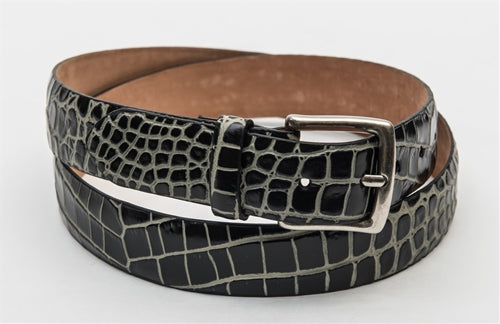 Embossed Crocodile Belt - Black & White