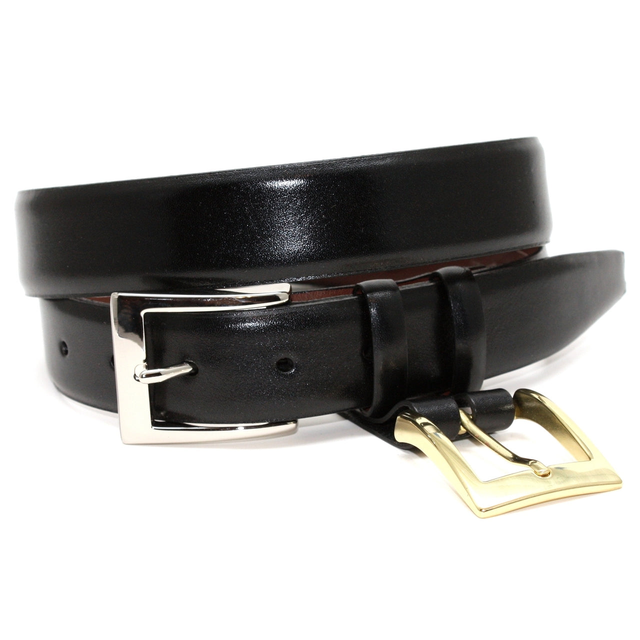 Italian Calfskin Double Buckle Belt - Black
