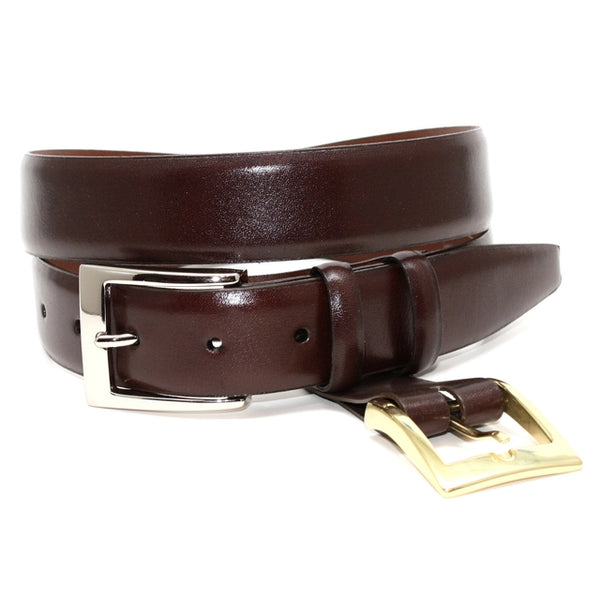 Italian Calfskin Double Buckle Belt - Brown - Lansky Bros.