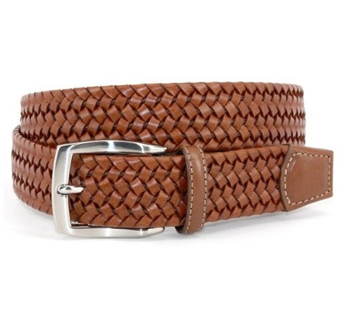 Italian Woven Belt- Cognac