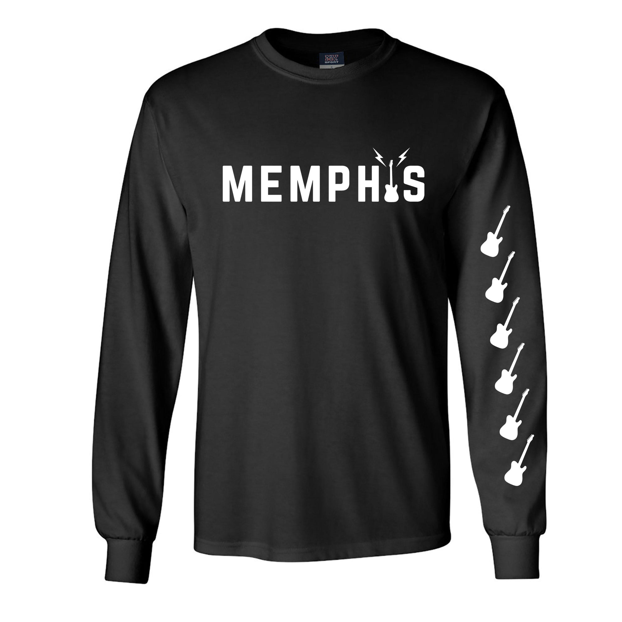 Memphis Guitar Sleeve Tee- Black